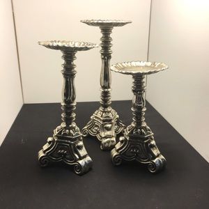 Vtg Rubel Ornate Metal Candleholders set of 3